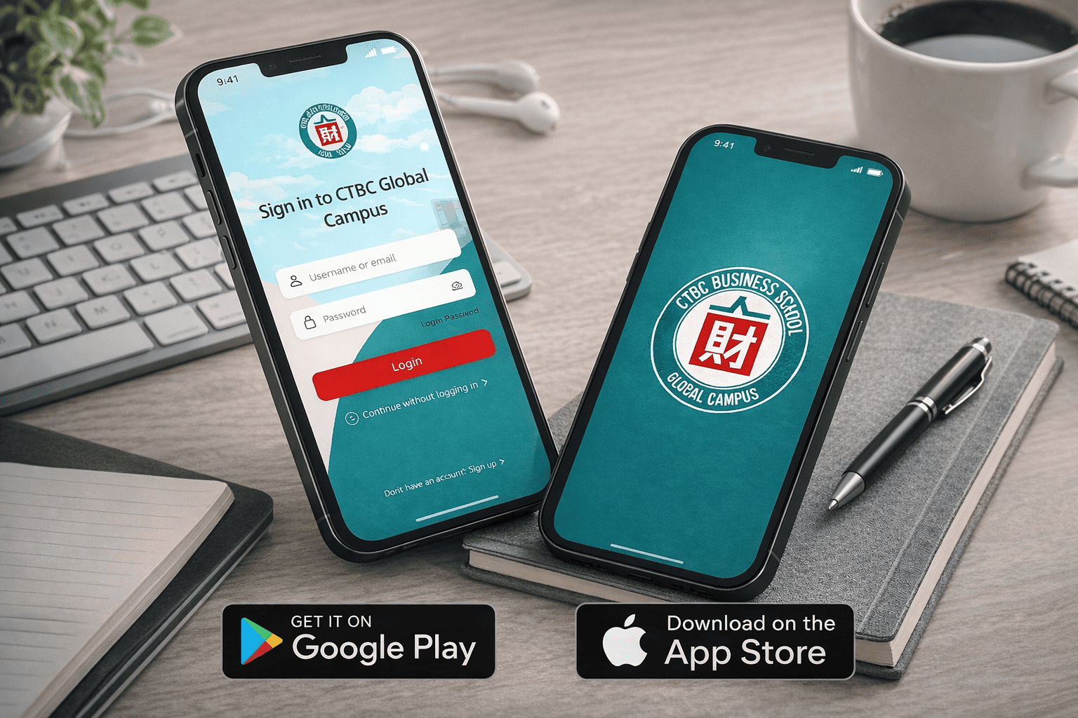 CBS Global Campus 手機畫面示意圖